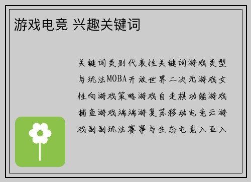 游戏电竞 兴趣关键词